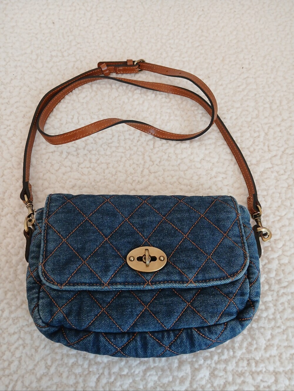 Patricia Nash Quilted Denim Bonny Crossbody EUC